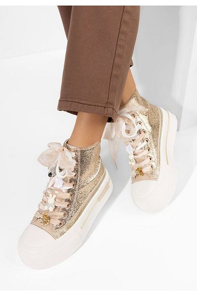 B T Shoes Women's Ivonne gold high-top sneakers