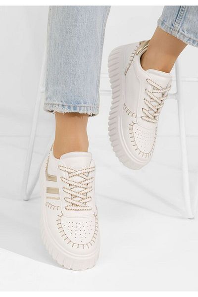 B T Shoes Adidași cu platformă Brandie Albi