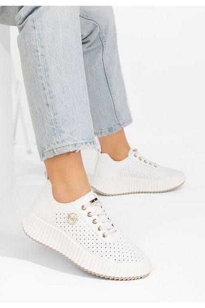 B T Shoes Sneakers cu platforma Marlena albi