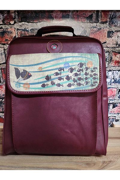 Şaşıkedi Fish Patterned Bohemian Backpack
