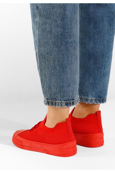 B T Shoes Beverly women's red sneakers