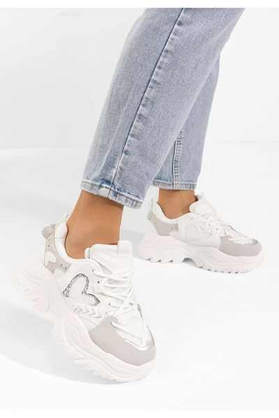 B T Shoes Sneakers cu platforma Launa albi