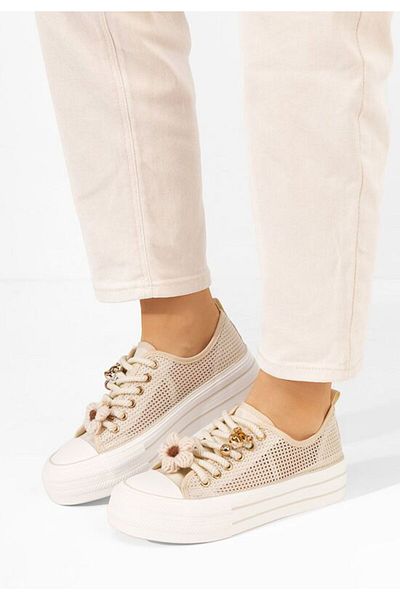 B T Shoes Soreia beige platform sneakers
