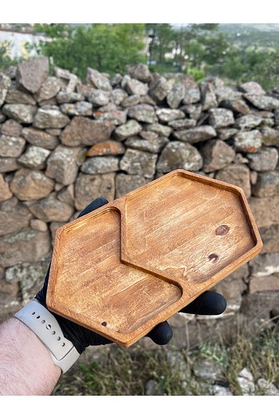 HBSİ Natural Hornbeam Tree Presentation Oil Pot Stand / Presentation Plate / Breakfast / Snack Bowl