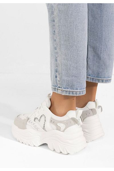 B T Shoes Sneakers cu platforma Launa albi