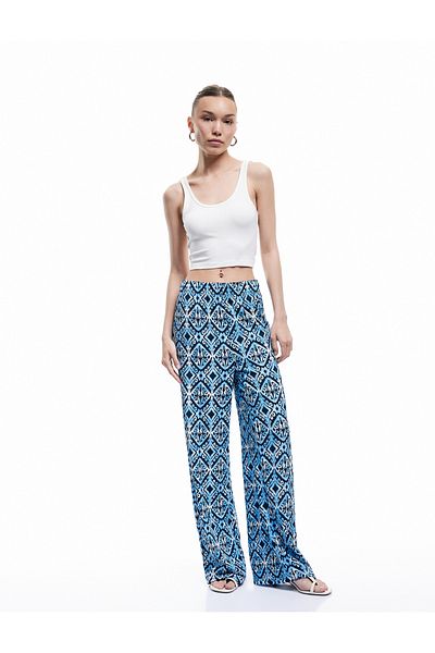 Koton Nou sezon Pantaloni largi cu talie înaltă cu imprimeu Wrap