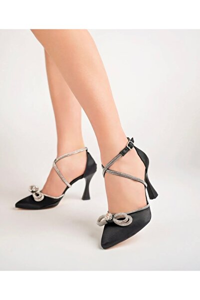 Brs Satin Bow Pointed Toe Evening Dress Shoes