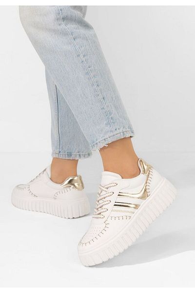 B T Shoes Adidași cu platformă Brandie Albi