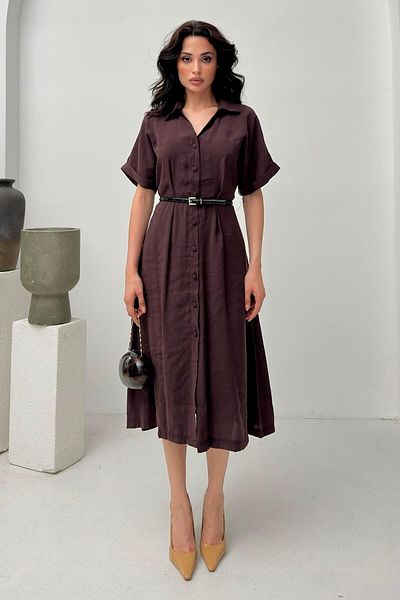 Serica Moda Brown Belt Detailed Shirt Dress