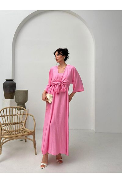 Serica Moda Pink Tie Detail Dress Set