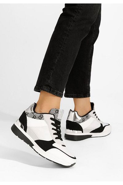 B T Shoes Sneakers dama cu platforma ascunsa Kali albi