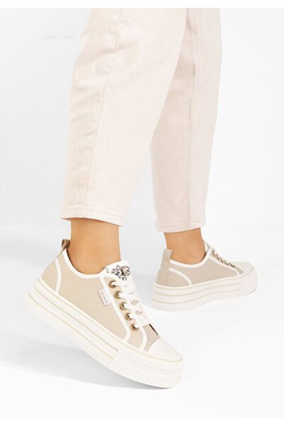 B T Shoes Бежови кецове на платформа Charita