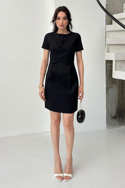 Serica Moda Black Ribbon Detailed Mini Dress