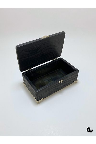 GOLDENWOODEN Natural Wooden Moire Jewelry Box Wooden Storage Box (White Pine) (Anthracite) (Length: 20cm Width: 12cm Load: 8cm)