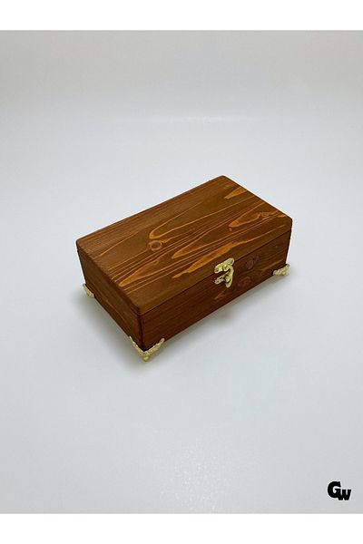 GOLDENWOODEN Natural Wooden Jewelry Box Wooden Storage Box (White Pine)(Walnut)(Length:20Cm Width:12Cm Load:8Cm)
