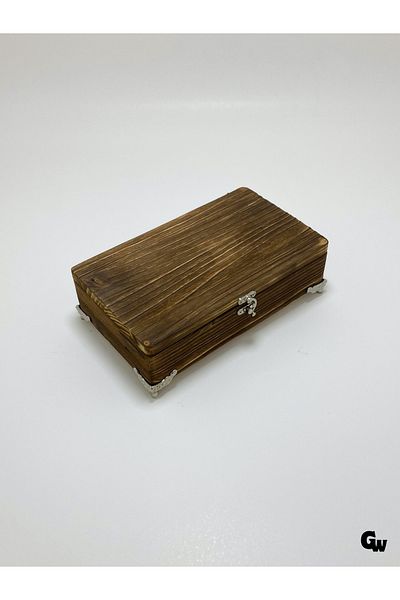GOLDENWOODEN Natural Wood Burning Jewelry Box Wooden Storage Box(White Pine)(Length:20Cm Width:12Cm Load:6Cm)