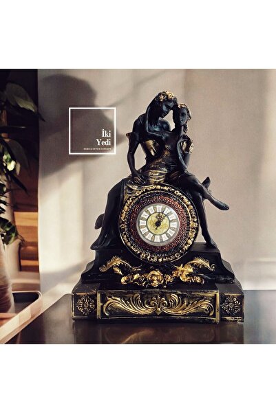 77 Bargola Aşıklar Figürlü Dekoratif Masa Saati, Antik Tarz Şömine Saati, Ev ...