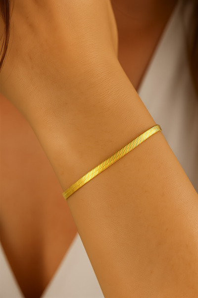 Lorvia Women's Italian Crushed Chain Steel Gold Color Bracelet - Stylish Eleg...