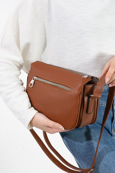 Sanmorris 1368 Sanmorris Women's 3 Compartment Adjustable Cross Strap Faux Leather Shoulder Bag