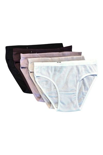 GMDPstore 5-Piece 100% Cotton Ribbed Bikini Panties – Comfortable Fit, Daily Comfort