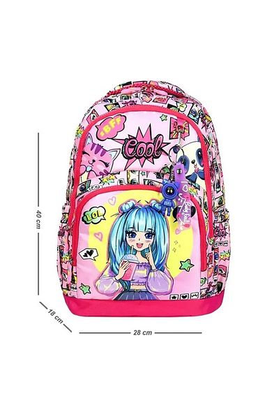 Weluxa Water Resistant 3 Compartment Girl's School Bag with Keychain Gift