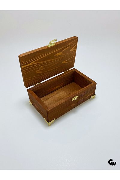 GOLDENWOODEN Natural Wooden Jewelry Box Wooden Storage Box (White Pine)(Walnut)(Length:20Cm Width:12Cm Load:8Cm)