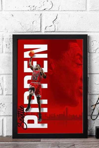 Saturn Scottie Pippen Pictură înrămată - Pictură poster NBA de baschet
