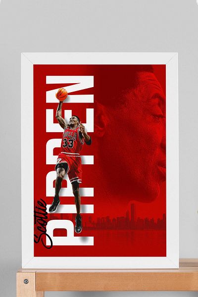 Saturn Scottie Pippen Pictură înrămată - Pictură poster NBA de baschet