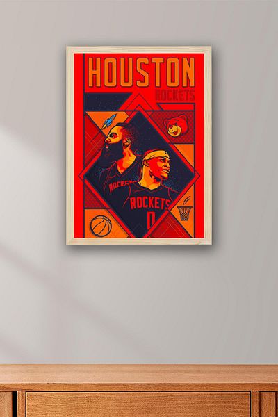 Saturn Russell Westbrook James Harden Pictură înrămată - Pictură poster NBA de baschet