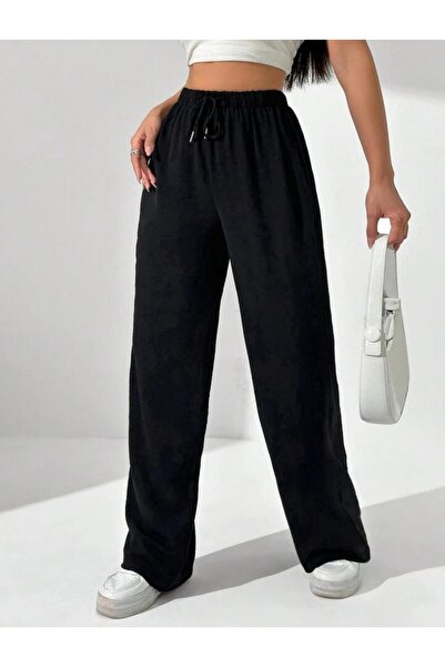 Le Vion بنطال رياضي نسائي فضفاض ذو قصة أرجل واسعة موسمي بخيطين