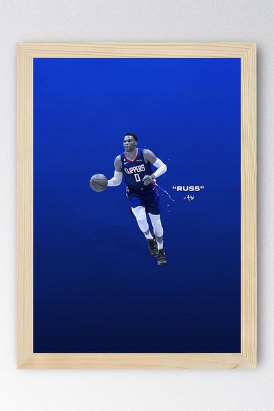 Saturn Russell Westbrook Framed Painting - Basketball Nba Poster Painting