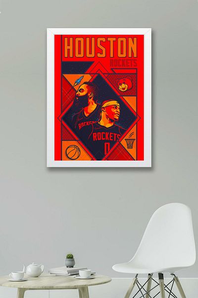Saturn Russell Westbrook James Harden Pictură înrămată - Pictură poster NBA de baschet