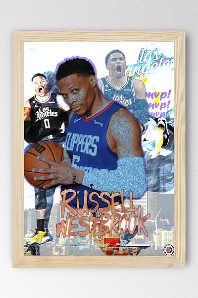 Saturn Russell Westbrook Framed Painting - Basketball Nba Poster Painting
