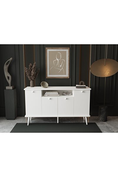 melura home LUNARIS KONSOL 140 CM OVAL KENAR %100 MDF LAKE AHŞAP AYAK