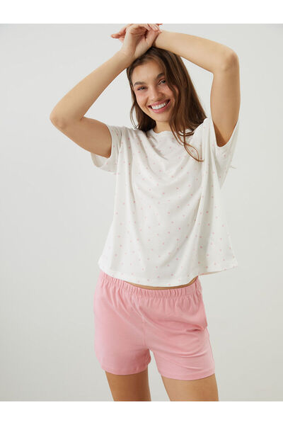 LC Waikiki بيجامة نسائية برقبة دائرية منقطة