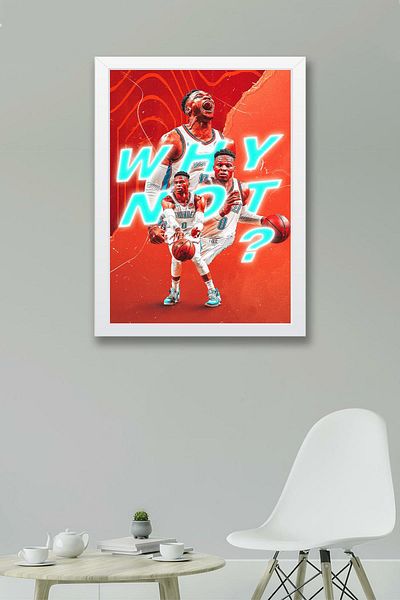 Saturn Russell Westbrook Why Not Framed Painting - Basketball Nba Poster Painting