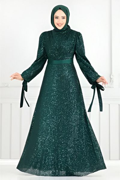 CYM Butik Hijab Evening Dress with Draped Bust