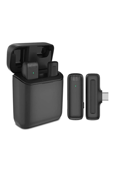 APEXEL Microfon lavaliera, Apexel, omnidirectional, wireless, carcasa incarcare, interfata USB-C