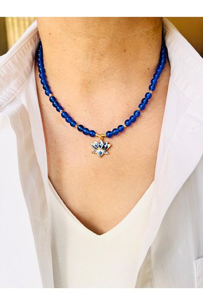 DEVİ fashion Lotus Flower Design Necklace 45 cm