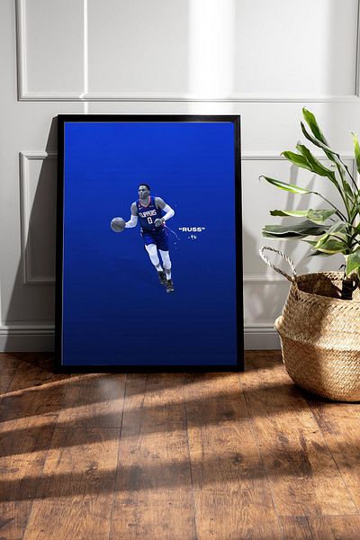 Saturn Russell Westbrook Framed Painting - Basketball Nba Poster Painting