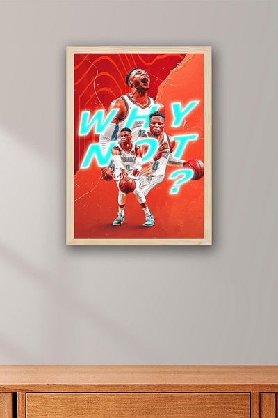 Saturn Russell Westbrook Why Not Framed Painting - Basketball Nba Poster Painting