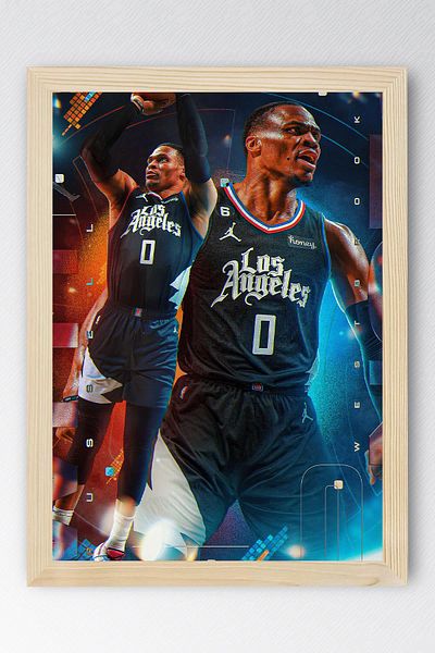 Saturn Tablou înrămat Russell Westbrook - Tablou poster NBA de baschet