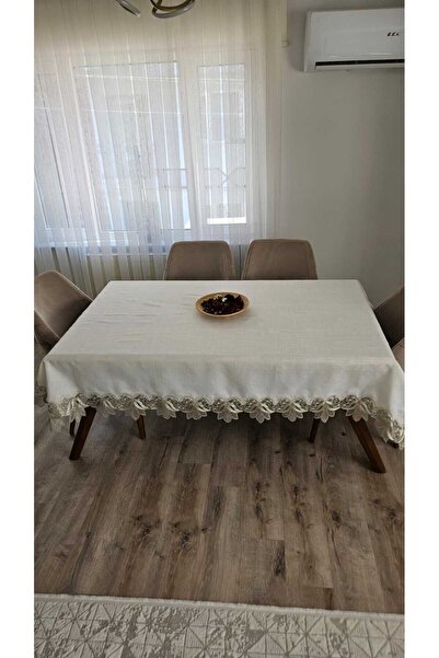 ZESA HOME Gardenia Linen Carefree French Guipure Tablecloths-100X100...160X280