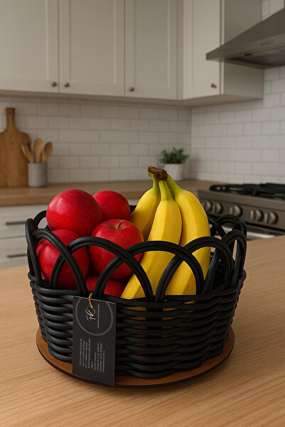 RaddanCore سلة راتان مستديرة سوداء مقاس 22x12 سم |   100% إنتاج محلي وصناعة ي...