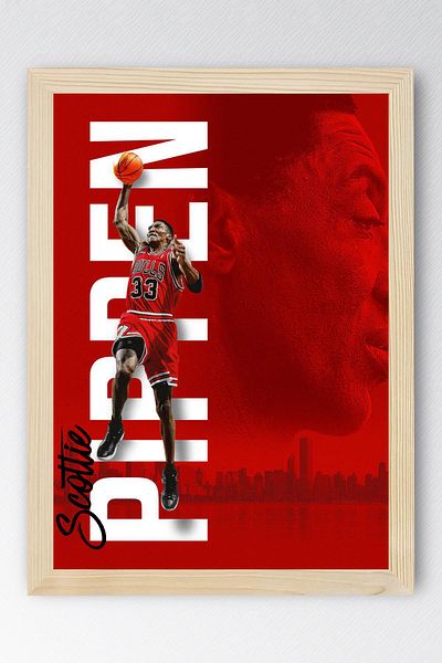 Saturn Scottie Pippen Pictură înrămată - Pictură poster NBA de baschet