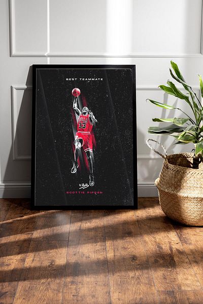 Saturn Scottie Pippen Pictură înrămată - Pictură poster NBA de baschet