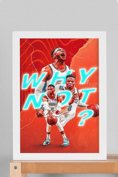 Saturn Russell Westbrook Why Not Framed Painting - Basketball Nba Poster Painting