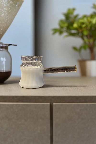 UCR HOME Coffee Milk Pot Coffee Bean with Handle Heat Resistant Glass 400 ml