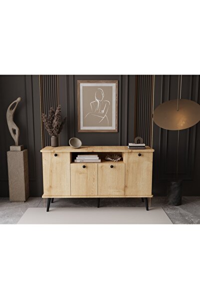 melura home LUNARIS KONSOL 120 CM OVAL KENAR %100 MDF LAKE AHŞAP AYAK