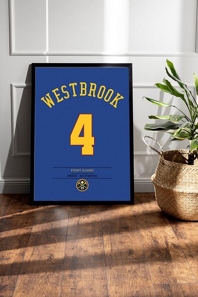 Saturn Russell Westbrook Jersey Framed Painting - Nba Denver Nuggets Jersey